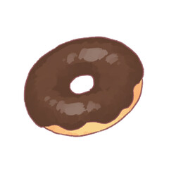 チョコレートでコーティングされたドーナツのイラスト