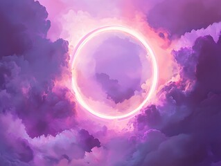Neon Dreams: A Glowing Portal in the Clouds