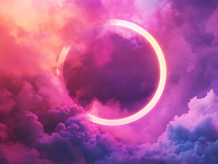 Neon Dreams: A Glowing Portal in the Clouds