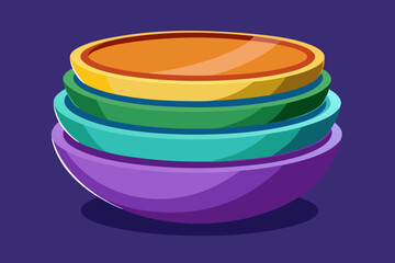 Beautiful stack of kitchen bowls on isolated white background
