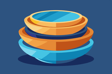 Beautiful stack of kitchen bowls on isolated white background