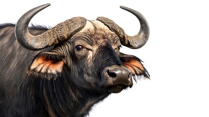 African water buffalo isolated on transparent or white background