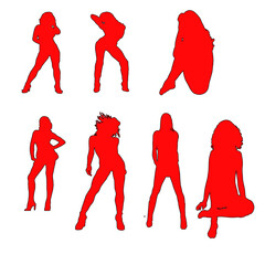 silhouette of a woman in red
