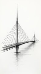 Obraz premium Minimalistic Line Drawing of a Modern Bridge Over Water