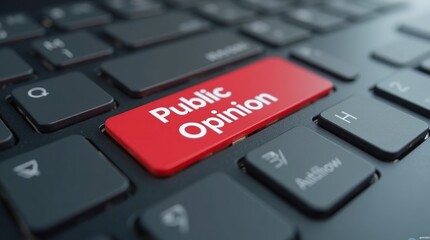 Public Opinion Conceptual Red Button On Computer Keyboard