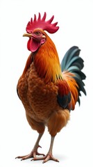 Fototapeta premium Hyper Realistic Rooster Side View Isolated on White Background