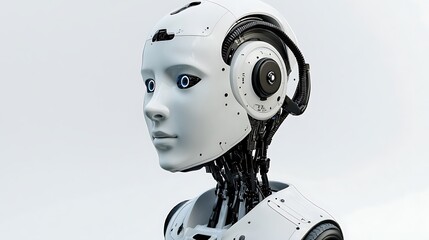 Artificial intelligence robot head isolated on white background