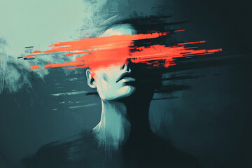 The illustration depicts a person who can no longer trust the other person due to the other person's betrayal, and is tormented by emotions such as anxiety and worry.