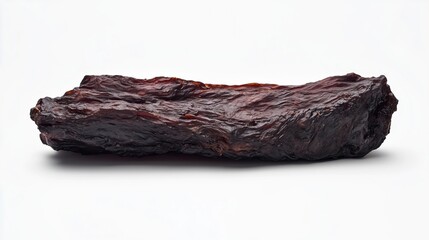 Appetizing piece of beef jerky on a white background, isolated
