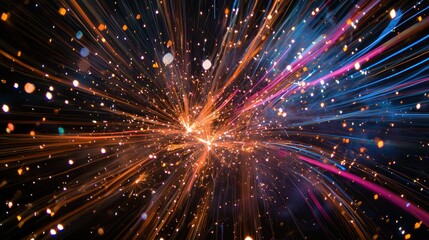 Fototapeta premium A dazzling display of fireworks lighting up the night sky with bright colors and sparkling trails.