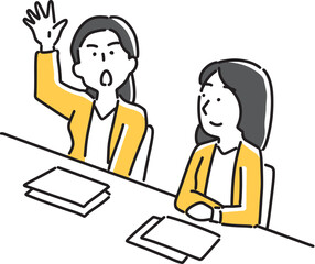 質問する女性会社員