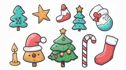 Fototapeta premium Cartoon Christmas: 2D Simple Illustration