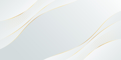 Abstract white-gray luxury background with gold lines. Elegant wave modern wallpapers. Suitable for templates, banners, cards, sales, ads, events, awards, web and pages