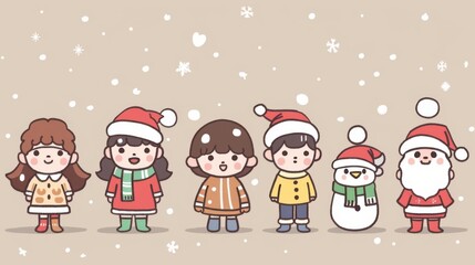 Fototapeta premium Cartoon Christmas: 2D Simple Illustration