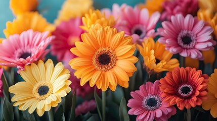 A vibrant spring sale poster featuring a bright flower banner with ample copy space