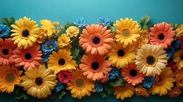 A vibrant spring sale poster featuring a bright flower banner with ample copy space - Powered by Adobe