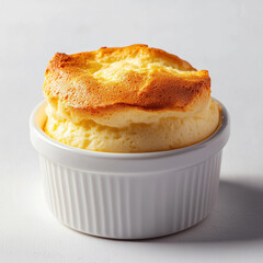 Cheese Souffle: A Baked Culinary Dish for Dinner or Breakfast.  isolated on white background
