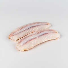 fresh fish meat on white plain background. Isolated on solid background
