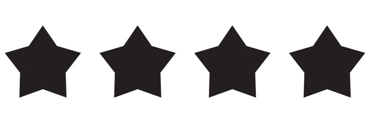 Set of five star icon collection. Yellow and black star symbol. Vector Illustration.