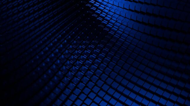 Blue dinamic animation box for modern, elegance, glamour and futuristic background, dark lighting with shine highlight reflection.