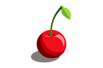 Red cherry isolated on white background vector illustration