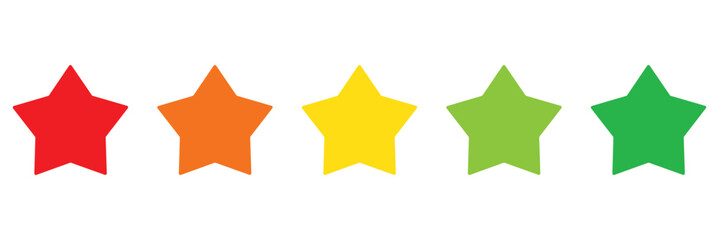 Set of five star icon collection. Yellow and black star symbol. Vector Illustration.