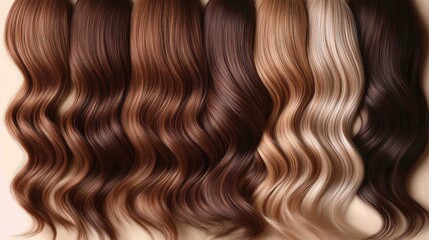 Naklejka premium High-Quality Hair Samples in Various Shades for Beauty and Fashion