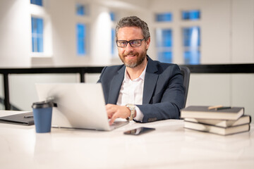 Business man entrepreneur startup owner in modern office. Occupation person in work space. Business portrait. Confident business worker. Business, finance and employment. Successful office worker.