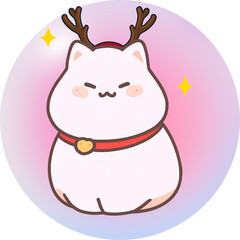 Adorable chubby cat in a Santa costume, vector art with cartoonish watercolor style. Vibrant colors and festive charm on a transparent background for versatile use