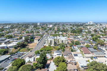 Fototapeta premium Aerial view above Hillcrest neighborhood in San Diego, South California. USA. High quality photo