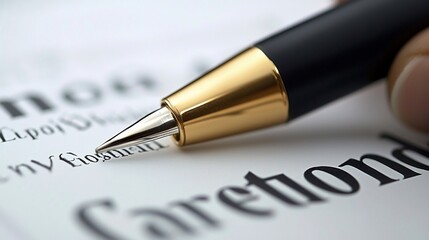Close-up of a pen poised over a legal document, ready for signature.
