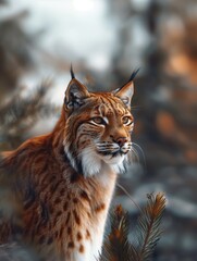 Fototapeta premium Portrait of a Mountain Lion, Puma concolor, in a Forested Habitat