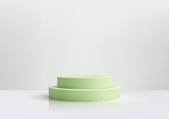 Minimalist 3D Green Podium on White Background for Modern Product Mockup and Showcase Design in Branding and Marketing Visuals