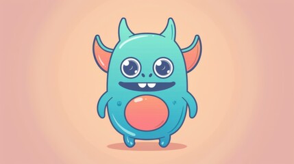 Fototapeta premium Cute Monster Mayhem: A Simple Cartoon Illustration