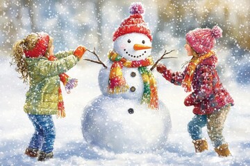 Snowy Day Fun with a Snowman