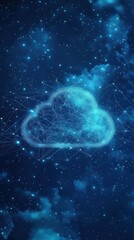 Digital Cloud Technology Blurred blue Background with Data Network