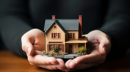 A Miniature Home Held Securely in Hands