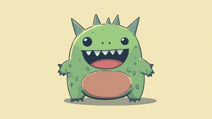 Fototapeta premium Cute Monster Mayhem: A Simple Cartoon Illustration