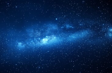 Obraz premium Night Sky Filled with Scattered Stars in Deep Blue Atmosphere, Various Sizes and Colors Creating Serene Dreamy Scene