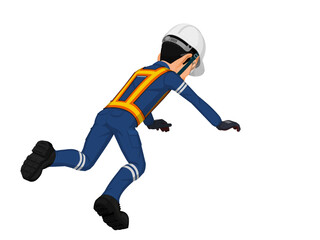 A worker is tripping on white background