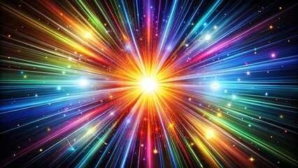 Fototapeta premium A vibrant explosion of color, radiating from a central point of light and creating a dazzling cosmic display