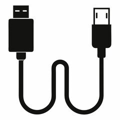 Smart Charging Cable - Black Silhouette Vector Art