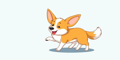 Obraz premium Illustration of a cute corgi dog's fluffy butt with wagging tail in a cartoon style, canine, happy