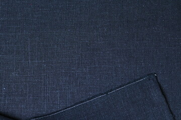 black hemp viscose natural fabric cloth color, sackcloth rough texture of textile fashion abstract background