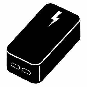 recommend clip art: Smart Power Bank silhouette black vector illustration