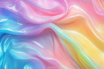 Obraz premium Pastel rainbow fabric, flowing softly. Perfect for backgrounds, websites, or dreamy designs.