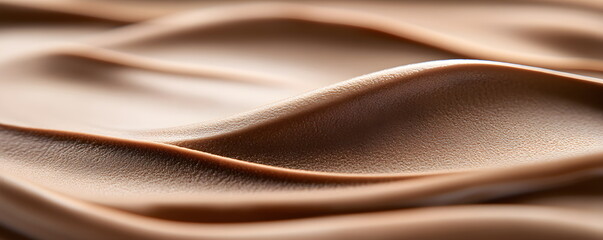 Mocha mousse color of the year 2025, light and airy chocolate mousse, close-up.