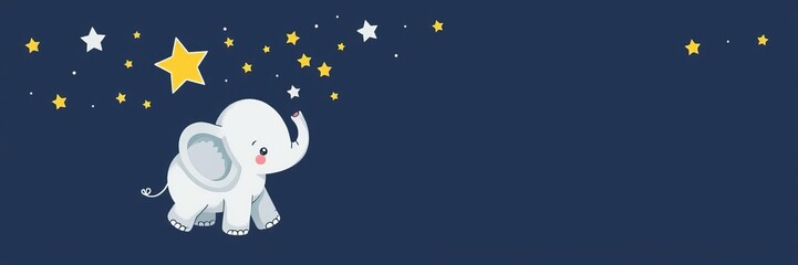 Illustration of cute bear and elephant with twinkle star for baby shower invitation, birthday greeting card, nursery poster, kids t-shirt print, happy birthday, greeting card