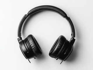Fototapeta premium Experience professional sound with ergonomic noise-canceling headphones in matte black finish against a clean white background