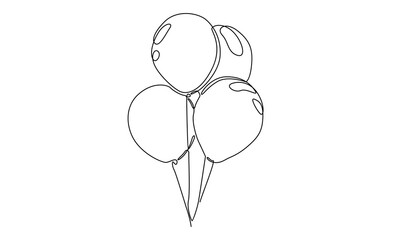 continuous line of balloon illustration